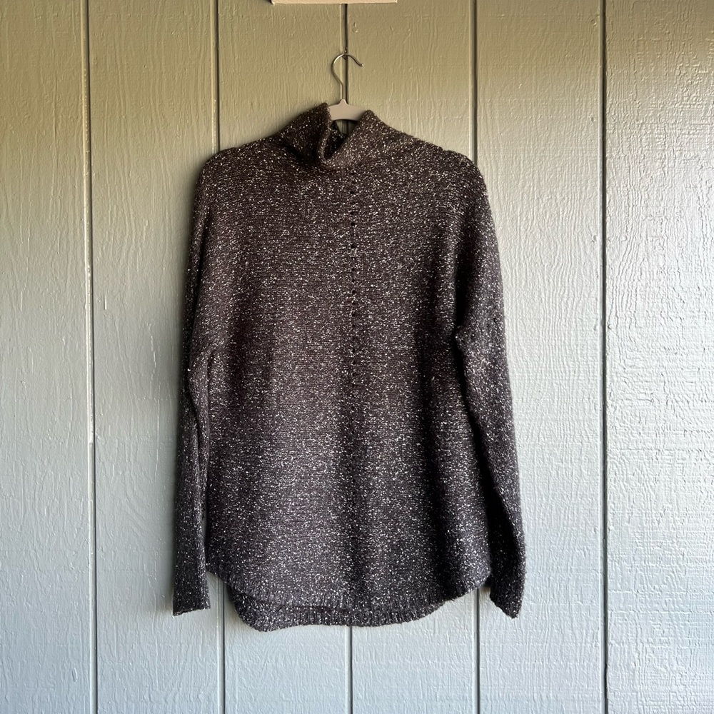 Velvet by Graham & Spenser Marble Black Gray White Mock Turtleneck Sweater